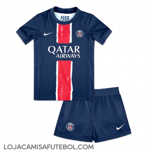 Camisa de Futebol Paris Saint-Germain Equipamento Principal Infantil 2024-25 Manga Curta (+ Calças curtas)